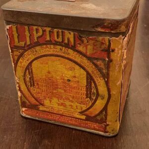 Vintage Lipton Tea Tin Yellow Label Ceylon